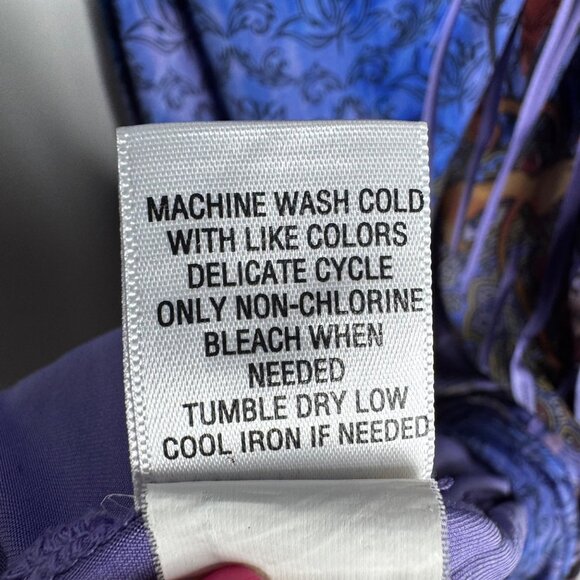 VTG Y2K Apt.‎ 9 Purple Paisley Kaleidescope BabyDoll Dress Metal Bull Ring Sz M - Picture 9 of 11